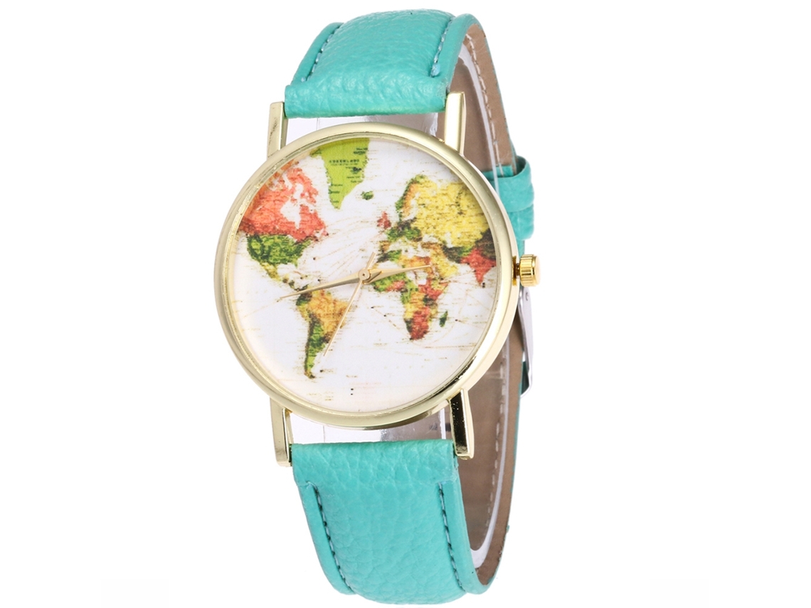 Relógio de pulso feminino de quartzo com pulseira de couro PU casual e elegante (verde menta)