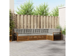 Vidaxl Conjunto De Sofás Para Exterior 5 Unid. Cinza Natural E Claro