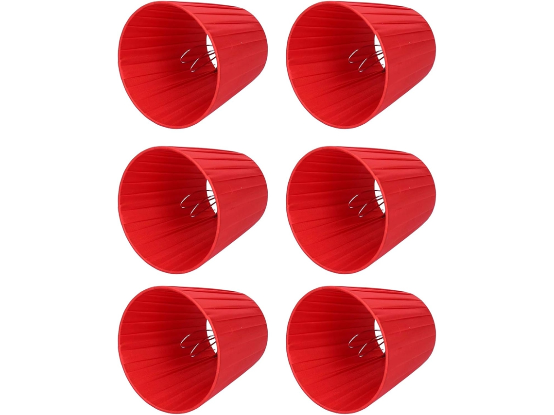 Conjunto De 6 Pequenos Abajures Tecido, Para Mesa Cabeceira Ou Lustre (vermelho)-aquaforge