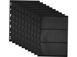 Veemoon Lote De 10 Páginas Double Face Noires En Pet Para Coleção De Timbres - 9 Trous - 3 Rangées