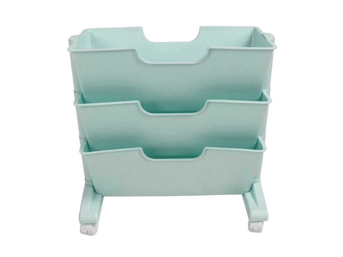 Estante Móvel Rotativa 3 Camadas com Rodas para Quarto Azul