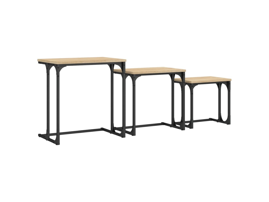 Conjunto 3 Mesa de centro de encastrar VIDAXL Marrom Madeira processada (50.5x35x53 cm)