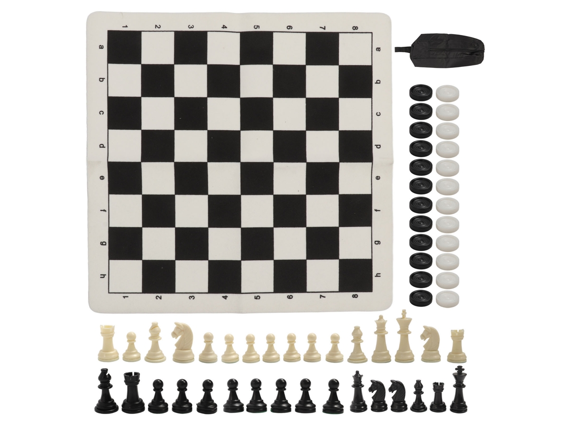 Omni-set De Xadrez E Damas Com Tabuleiro De Couro Imitado Pu Para Crianças E Adultos Jogo De Estratégia Tabuleiro Branco E Preto
