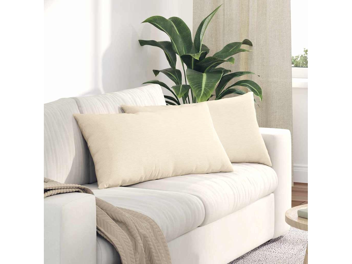 Vidaxl Travesseiros De Sofá 2 Pcs Creme 80 X 40 Cm