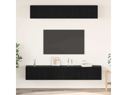 Vidaxl Conjunto De Móvel De Tv 5 Pcs Carvalho Preto Madeira Processada