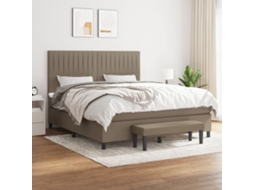 Vidaxl Cama Com Molas/colchão 160x200 Cm Tecido Castanho-acinzentado