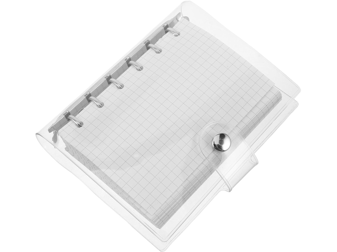 Pasta De Folhas Soltas A7 Em Pvc Transparente Com 6 Argolas, Pacote Com 5 Unidades