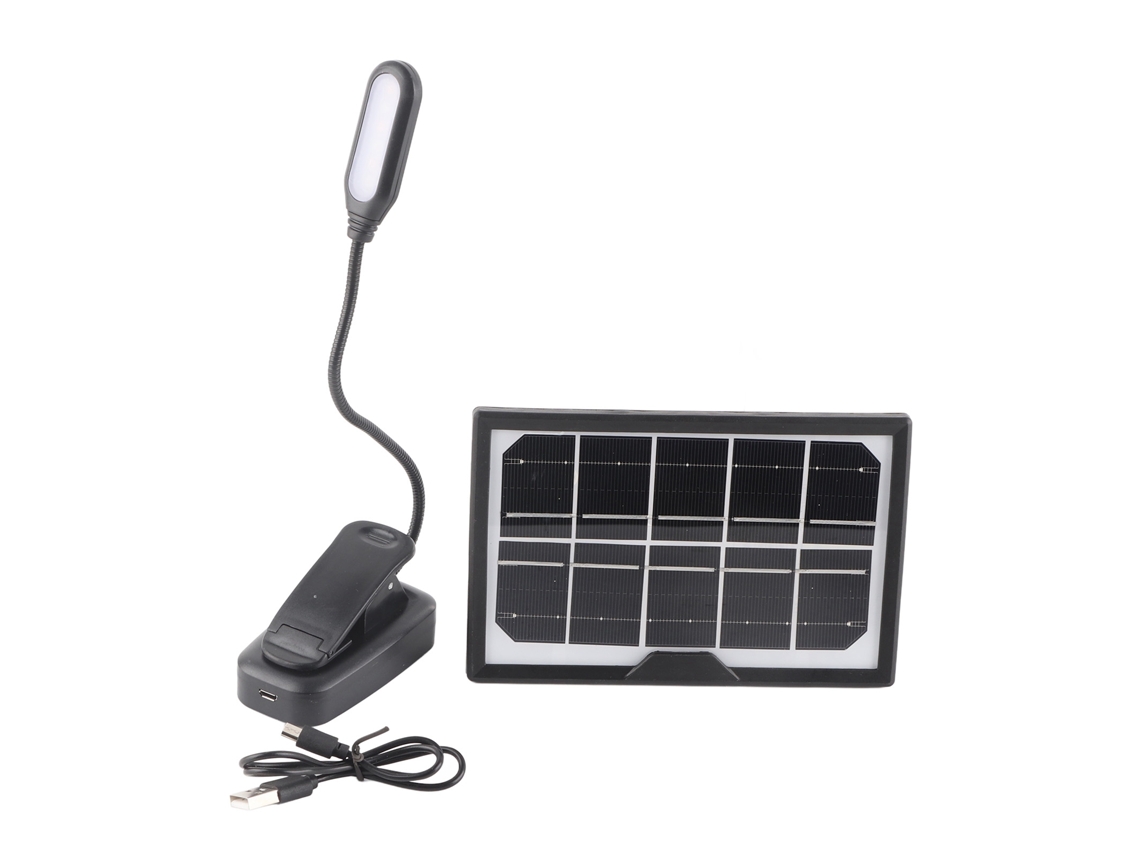 Luz De Leitura Solar Recarregável Com Clamp Flexível