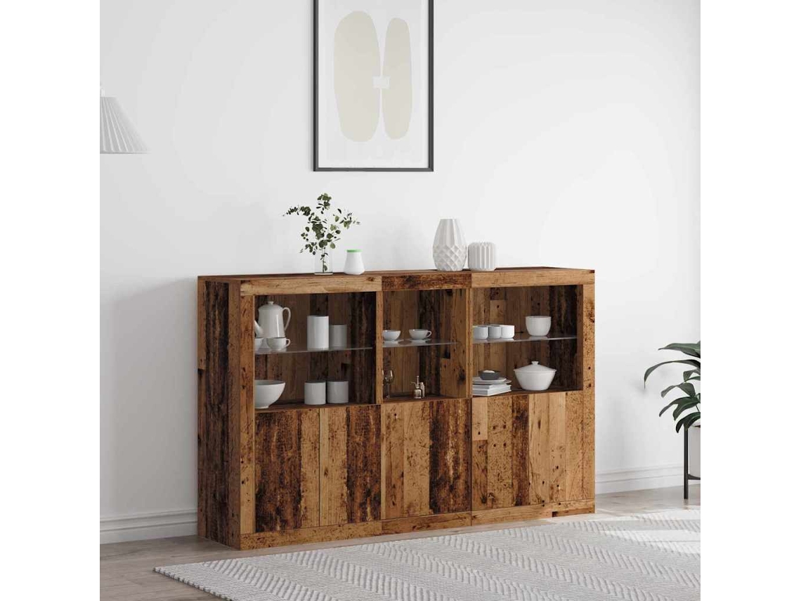 Vidaxl Aparador Led Madeira Antiga 162 X 37 X 100 Cm