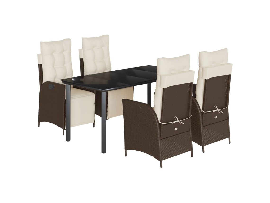 Garden Dining Set, Garden Dining Sets Vidaxl Marrom Rattan / Vime (160 Cm Table Length)