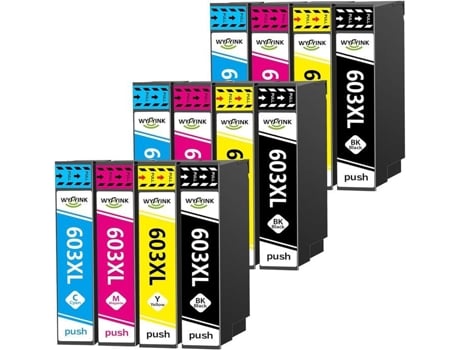 Cartuchos De Tinta Compatíveis Wyfyink 603 Xl Multicor 12 Peças 550 Páginas Preto