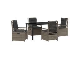 Conjunto 5 De Jantar De Jardim Vidaxl Cinza Rattan Poli