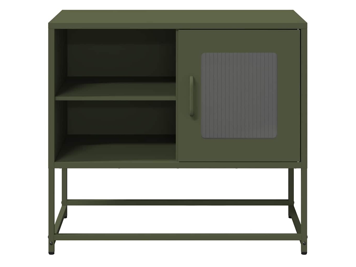 Vidaxl Móvel De Tv 68x39x60,5 Cm Aço Verde Azeitona