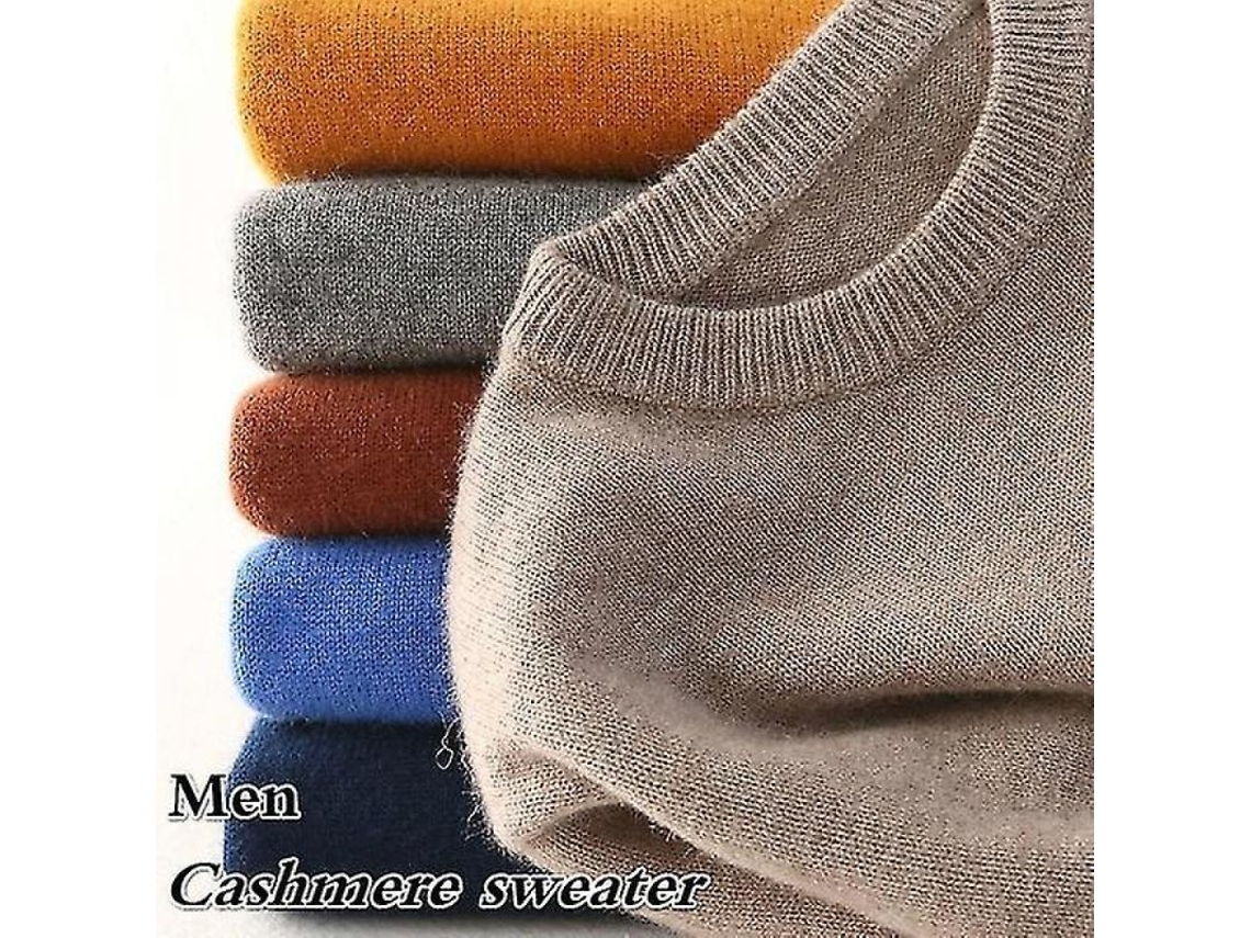 2026 suéter de Cashmere para Hombre Otoño Invierno Suave Cálido Pullover Tejido Blp S Azul Claro