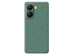 Capa Tkdaddy Para Xiaomi Redmi Turbo 4 5g / Poco X7 Pro 5g Com Estampa De Cereja Vermelha E Bordas Retas Em Tpu, Capa Traseira Verde