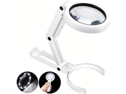 Uma Lupa Branca Alimentada Por Bateria Com 8 Luzes De Led, Ampliação De 5x A 11x, Portátil. Aquaforge