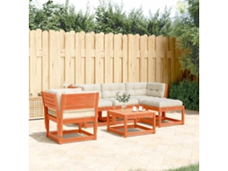 Vidaxl 5pcs Conj. Lounge Jardim + Almofadões Pinho Maciço Castanho-mel