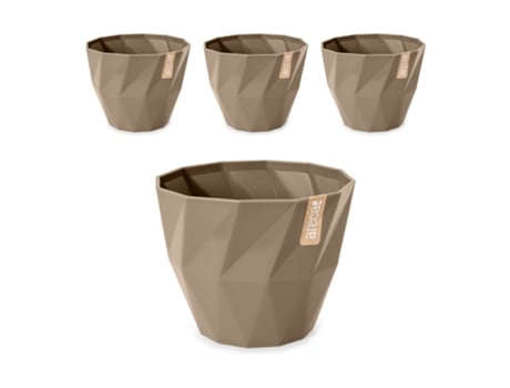 Conjunto de 4 Vasos Decorativos Redondos de 17 cm com Textura. cinza ARECA