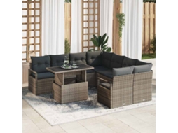 Vidaxl Conjunto De Sofá De Jardim 9 Unid. 8-número De Lugares Cinzeto