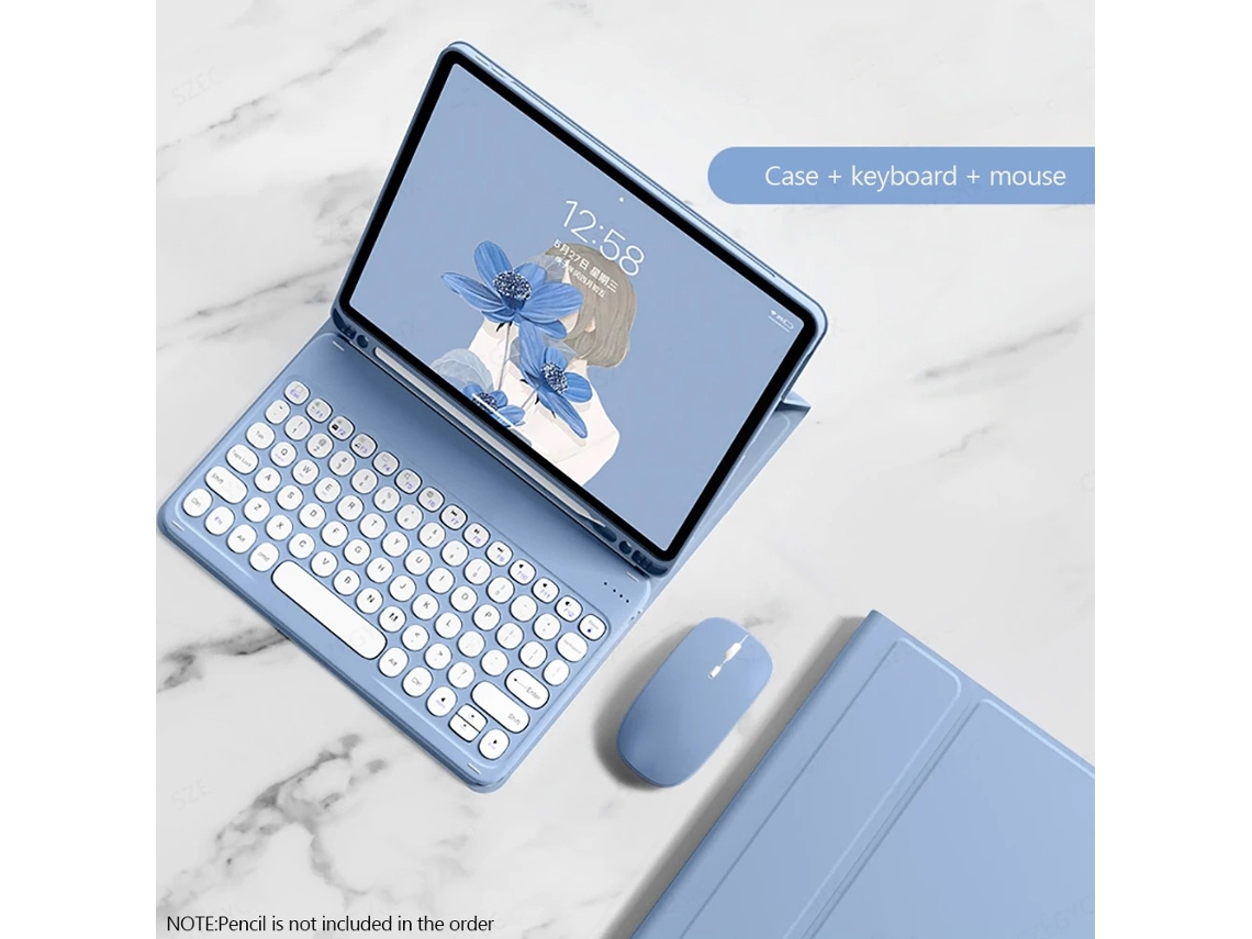 Capa Com Teclado Para Tablet Samsung Galaxy S9 Ultra De 14,6 Polegadas (compatível Com X910/x916b) (com Teclado Grande De 12 Polegadas) Em Azul-celest