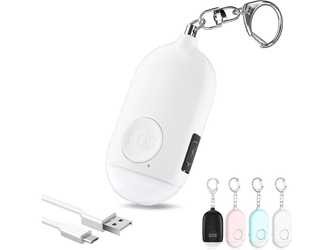 Alarme de lobo recarregável para crianças, meninas, adultos e estudantes com sirene LED à prova d'água IP44.