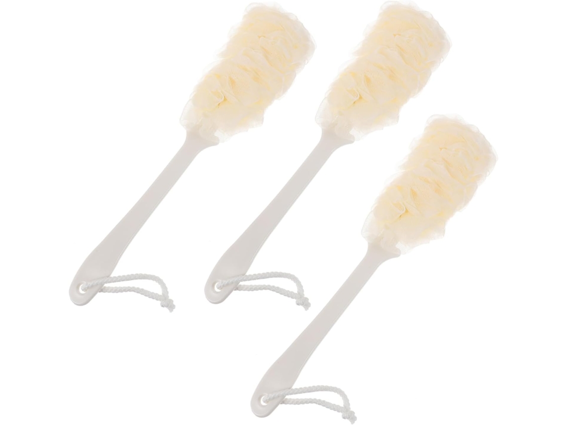 Conjunto De 3 Escovas Banho Com Cabo Longo E Antiderrapante Para Corpo Costas, Esfoliação Suave E Massagem Confortável