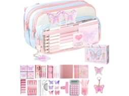 Crayon Case Set - Fabric, Large Capacity Stationery Organizer Zipper Closure