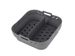 Assadeira Quadrada Para Fritadeira A Ar Com Tapete De Silicone, Cinza