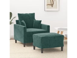 Vidaxl Poltrona Com Apoio De Pés 60 Cm Veludo Verde-escuro