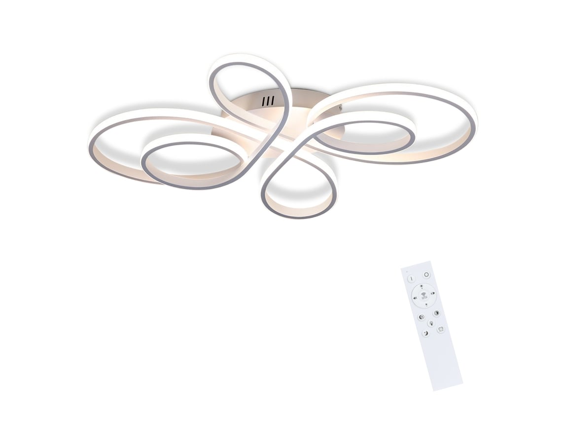 Led Plafon Regulável Grande 100Cm 90W Branco Moderno com Comando À Distância Design NETTLIFE