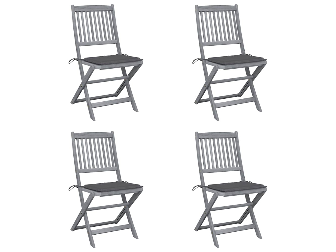 Cadeiras Externas Dobráveis C/ Almofadões 4 Pcs Acácia Maciça Dkd Home Decor
