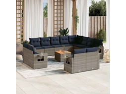 Vidaxl Conjunto De Sofá De Jardim Com 13 Peças E Almofadas Em Rattan Sintético Cinza