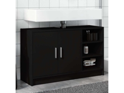 Vidaxl Armário De Lavatório 90x29x55 Cm Derivados De Madeira Preto