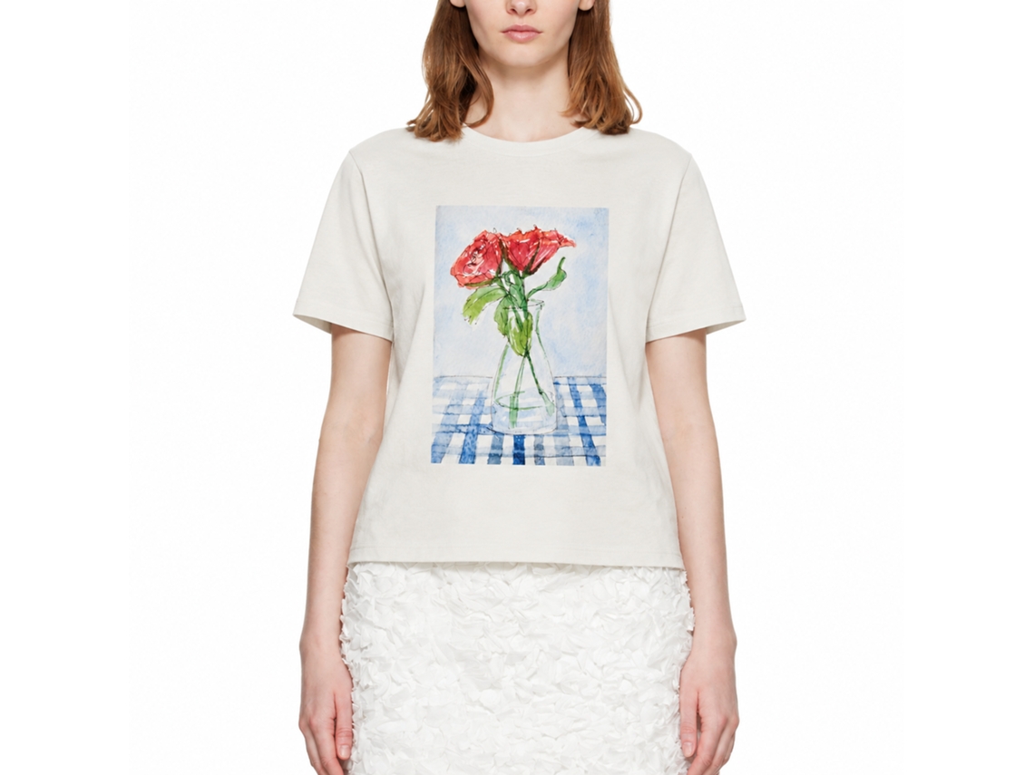 Camiseta Rockinstone Dancing Roses Heidi Stutt - Estilo de designer exclusivo