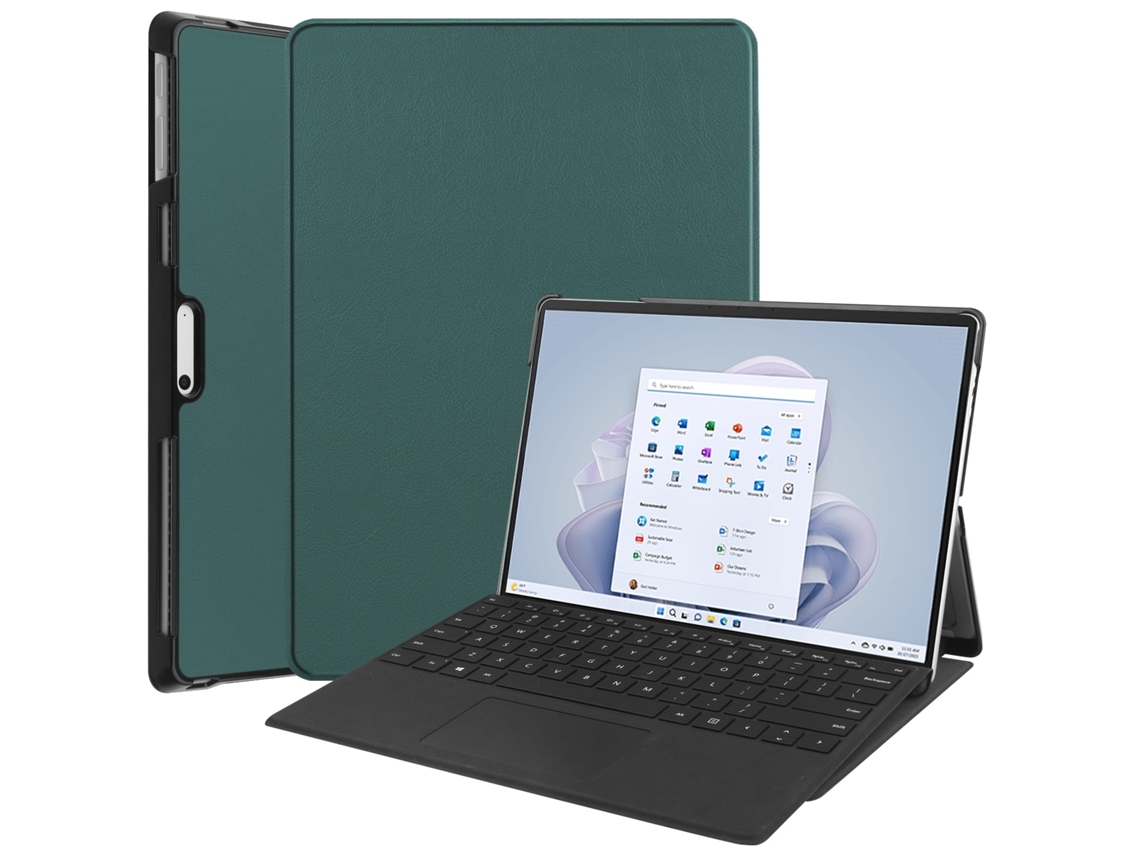 Elysve Capa Para Tablet De Couro Para Microsoft Surface Pro 9 Pure Color Holder (verde)