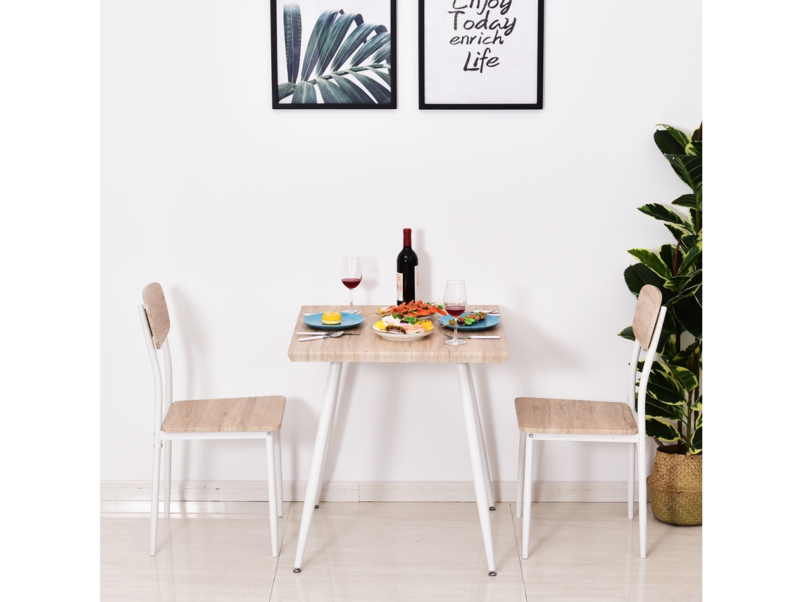 Conjunto De Jantar 3pç. Mesa Refeição C/2 Cadeiras Grupo Sala C/estrutura Em Metal Jogo Assentos P/sala