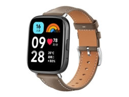 Bracelete para Redmi Watch 3 Active / Lite em couro preto com textura de tubarão marrom XIAOMOYU (20mm)