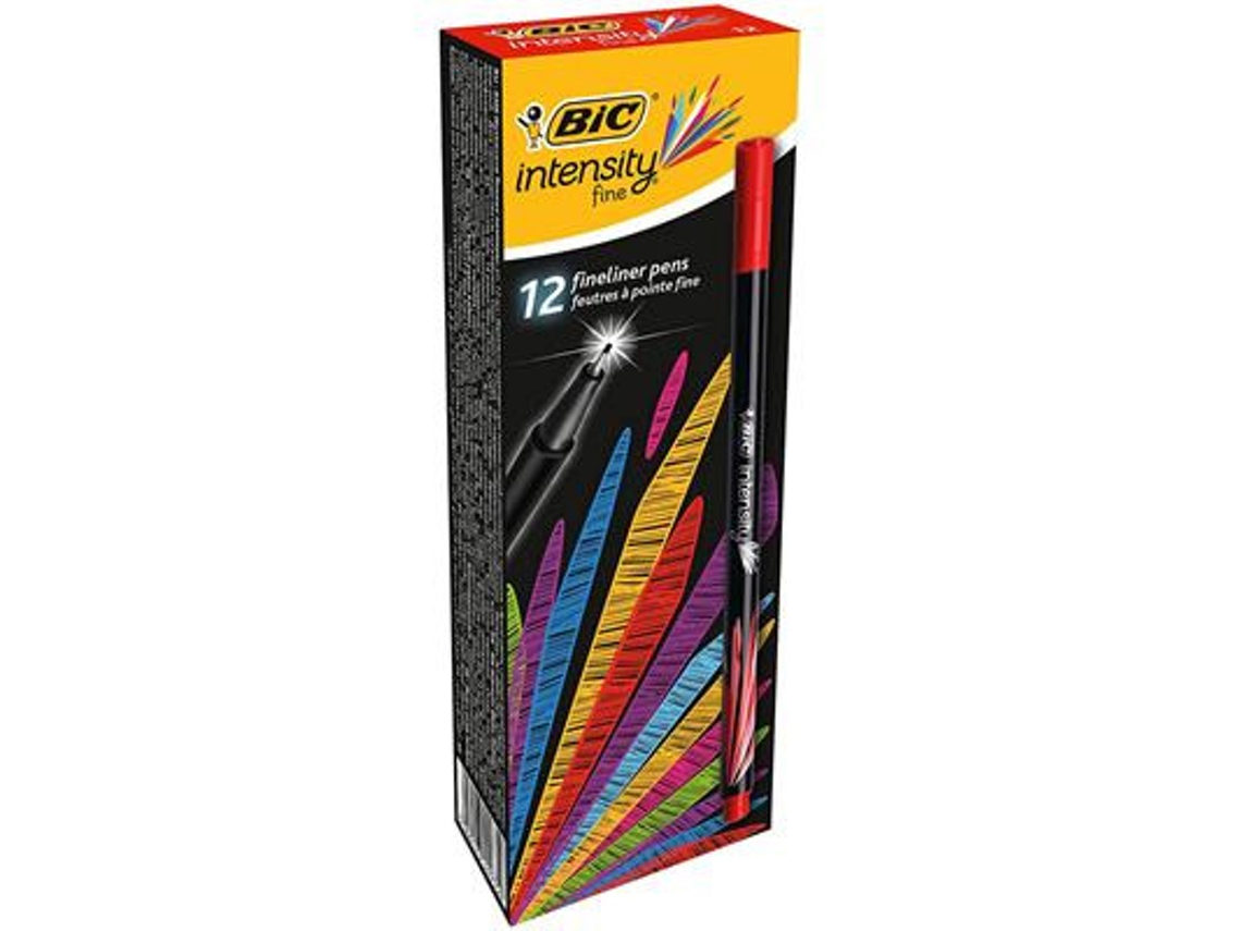 Marcador fino BIC Fineliner Intensity vermelho 12 peças