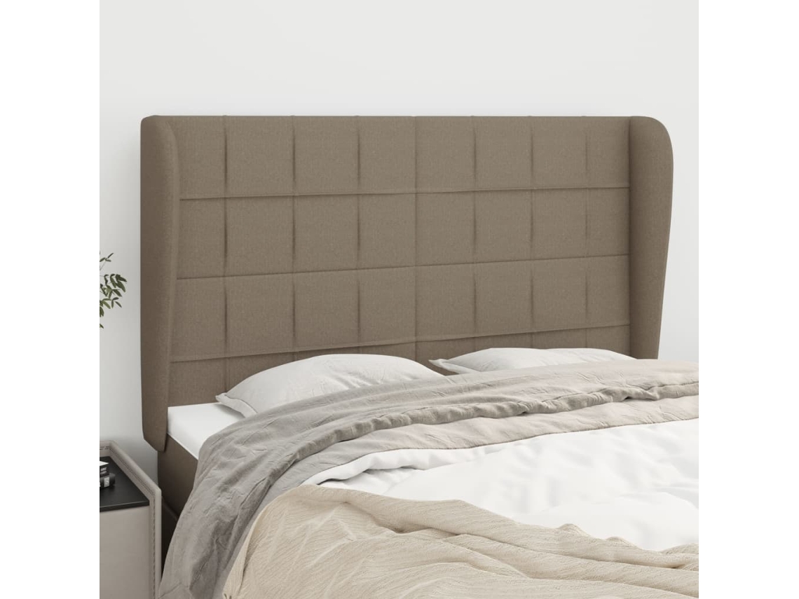 Vidaxl Cabeceira Cama Abas Tecido 147x23x118/128 Cm Cinza-acastanhado