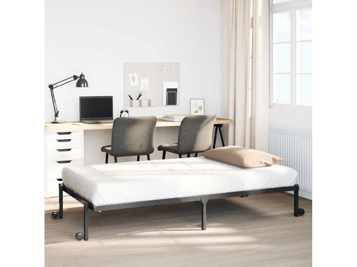 Vidaxl Estrutura de Cama Sem Colchão Dobrável 100x200 Cm Aço Preto