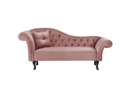 Chaise longue versão à esquerda BELIANI Lattes de Veludo Rosa 188x59x87