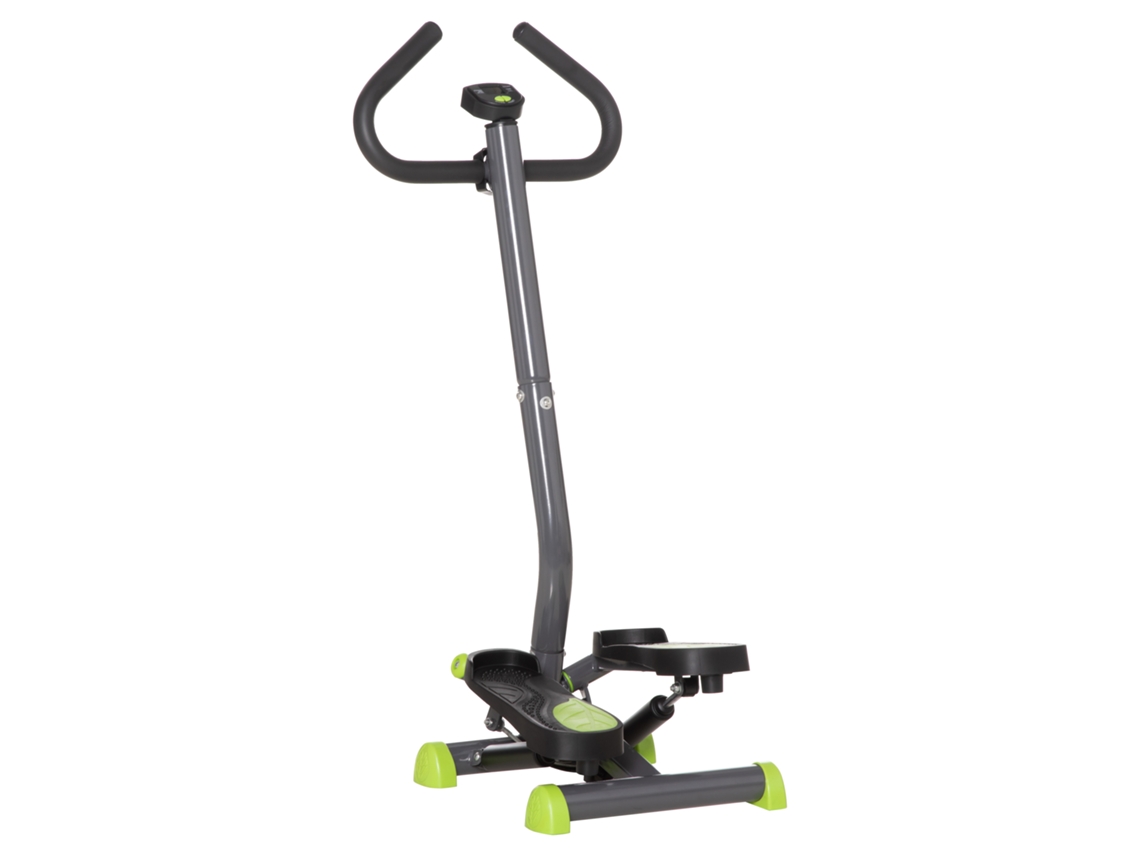 Stepper Com Halteres+lcd + 55x44x108cm Aço+abs Pedais Ajustáveis Cinzento Verde