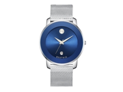 Relógio de Quartzo Masculino MDUG (branco e Azul Pulseira de Malha)