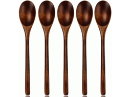 Colher de madeira Nanmu, colher de cozinha longa estilo japonês para sopa, café, sobremesas e culinária em geral.