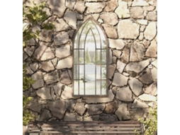 Vidaxl Espelho De Jardim P/ Uso Exterior Ferro 100x45 Cm Cor De Areia
