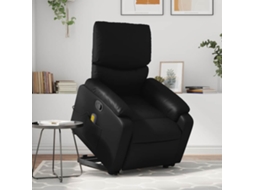 Vidaxl Poltrona Massagens Reclinável Elevatória Couro Artificial Preto