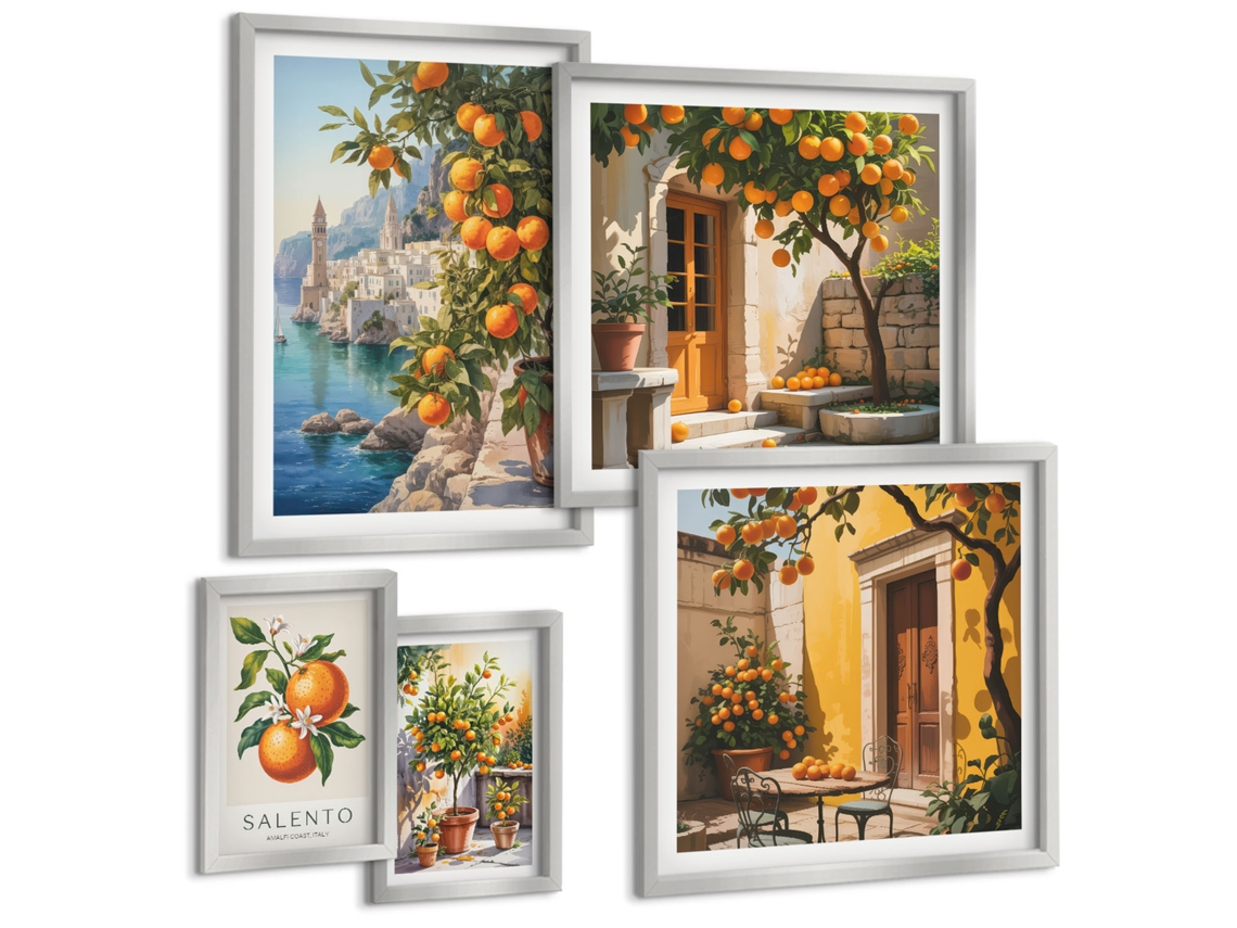 Conjunto De Pinturas Vistas Atmosféricas De Frutas Espelharte (5 Peças)
