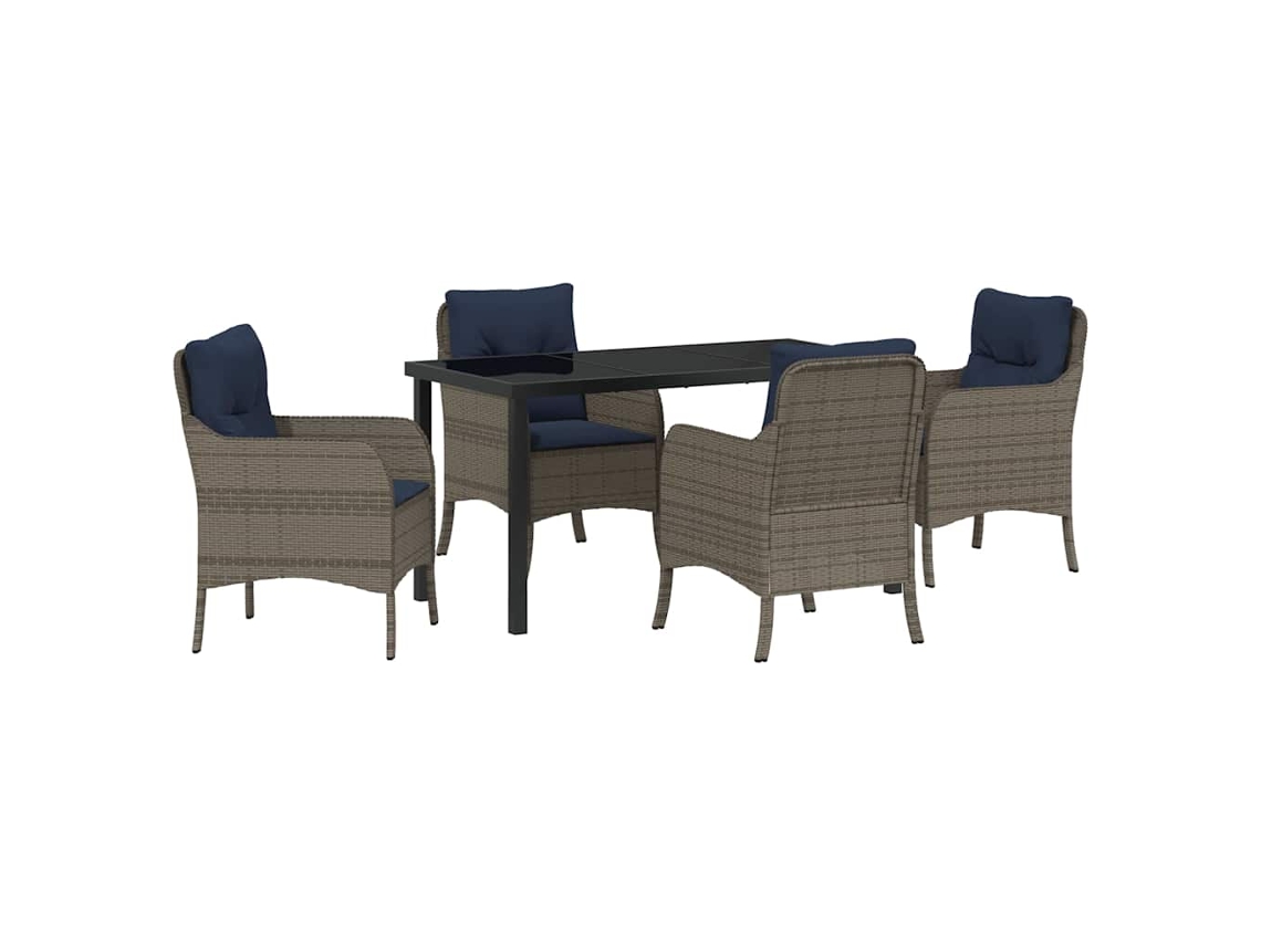Conjunto de Jantar para Jardim 5 Pcs Cinzeto Vime Pe MAISON EXCLUSIVE
