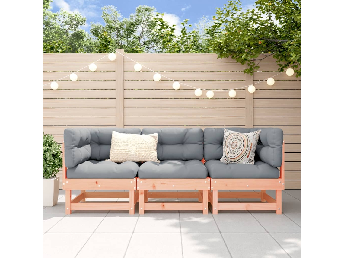 Vidaxl 3 Pcs Conjunto Lounge De Jardim Madeira De Douglas Maciça