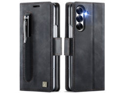 Capa De Couro Para Celular Com Compartimento Para Cartãopreto - Samsung Z Fold7